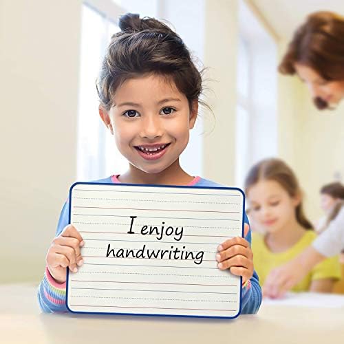 9x12" Double Sided Magnetic Whiteboard, Ruled & Blank, Blue Frame