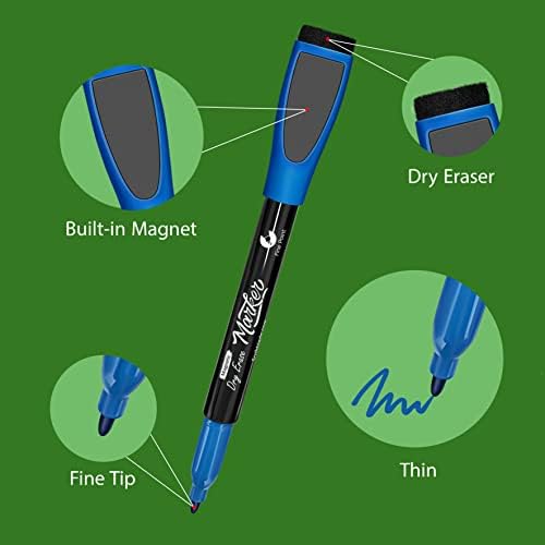 4 Magnetic Dry Erase Markers Fine Tip Assorted Colors with Eraser Cap