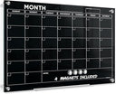 Black 24”x36” Magnetic Glass Whiteboard Undated Monthly Calendar Planner