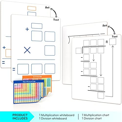 Dry Erase Multiplication Division Board 9x12 Double Sided 2x1 & 2x2 Digit