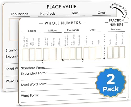 Place Value Board 9" x 12" Double Sided Dry Erase Boards