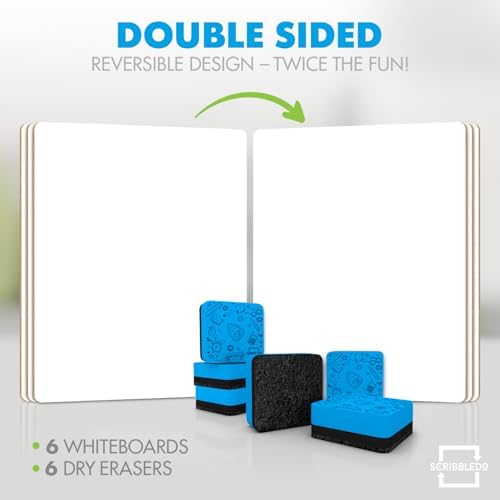 12 Pack 9x12 Inch Double Sided Mini Dry Erase Boards with Erasers