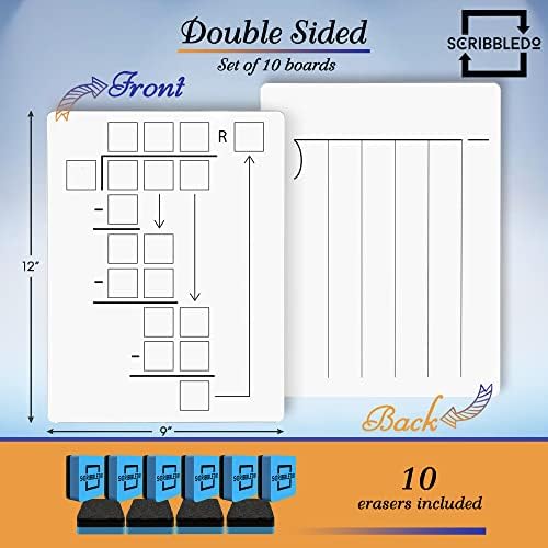10 Pack Dry Erase Division White Boards 9 x 12 Inch Double Sided