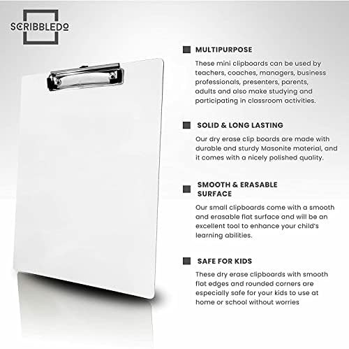 Double Sided Dry Erase Clipboards 9"x12" with 30 Erasers (30 Pack)