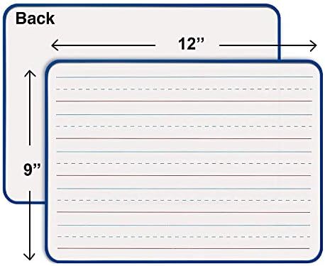 9x12" Double Sided Magnetic Whiteboard, Ruled & Blank, Blue Frame