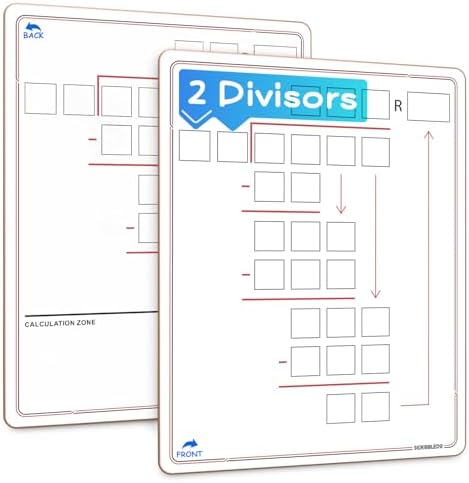 11”x14” Double-Sided Division Dry Erase Board with Boxed Layout 2-Digit Divisors