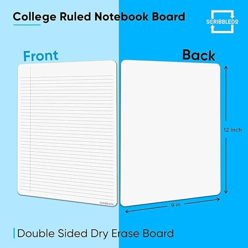 Dry Erase Notebook (2 Pack) 9"x12" Lined, Whiteboard Reverse