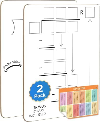 2 Pack Dry Erase Division Lapboard 9x12 Inch Double Sided