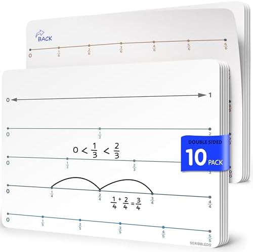 Fraction 9”x12” Dry Erase Number Line 10 Pack