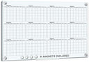 Yearly 24"x36" Glass Magnetic Whiteboard Calendar Planner