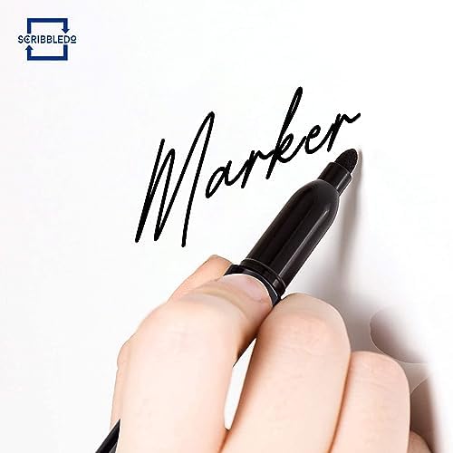 Dry Erase Markers Fine Tip Black with Eraser Cap (4 Pack)