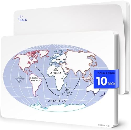 9”x12” Map of The Seven Continents Dry Erase Sheets (10 Pack)