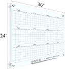Yearly 24"x36" Glass Magnetic Whiteboard Calendar Planner