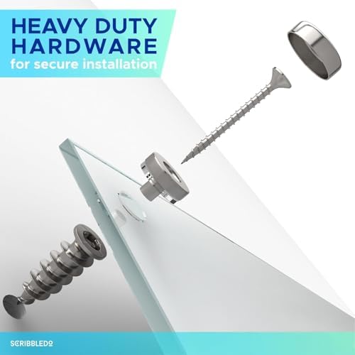 Frosted Glass Whiteboard 46 x 34 inch Frameless Wall Mount with Tray