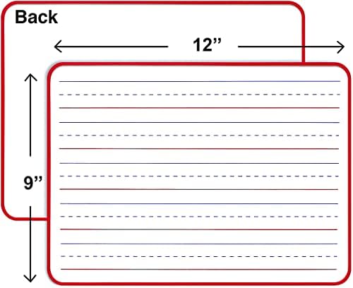 Magnetic Dry Erase Lapboard 9" x 12" Double Sided Ruled & Blank Red Framed