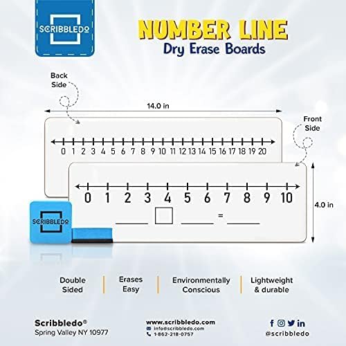 Dry Erase Number Line Lapboards 4x12 Double Sided 1-10 & 20 (5 Pack)