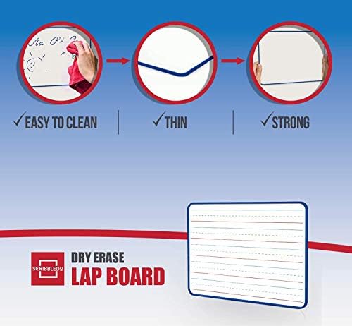 9x12" Double Sided Magnetic Whiteboard, Ruled & Blank, Blue Frame