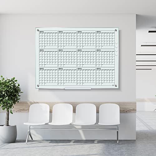 Black Magnetic 34”x46” Glass Whiteboard Yearly Calendar