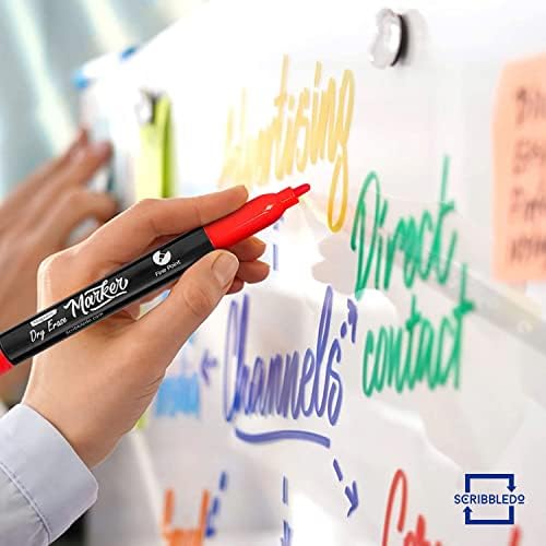 4 Magnetic Dry Erase Markers Fine Tip Assorted Colors with Eraser Cap