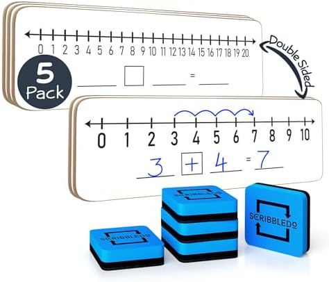 Dry Erase Number Line Lapboards 4x12 Double Sided 1-10 & 20 (5 Pack)