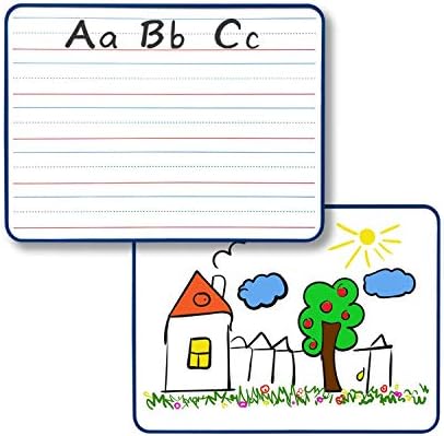 9x12" Double Sided Magnetic Whiteboard, Ruled & Blank, Blue Frame