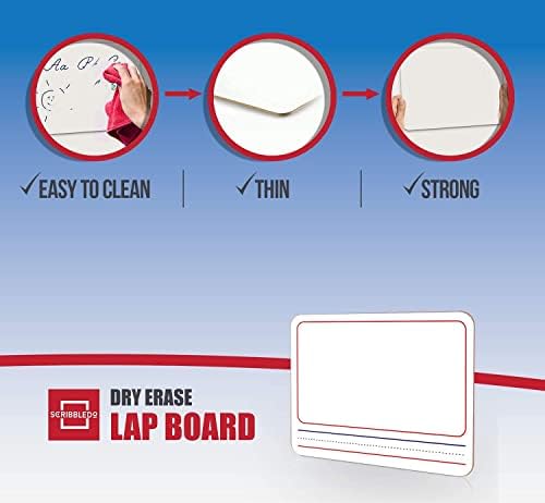 10 Pack Double Sided 9”x12” Story Lined Dry Erase Boards + Erasers