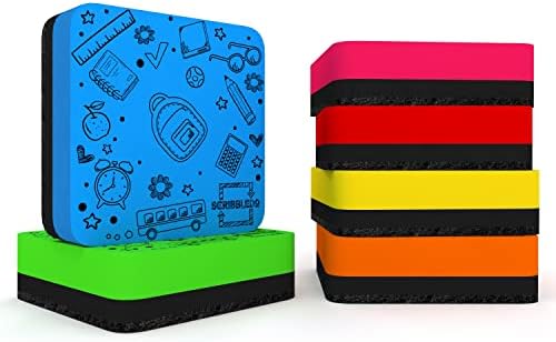 Scribbledo 6 Pack Magnetic Dry Erase Erasers - Assorted Colors Magnetic