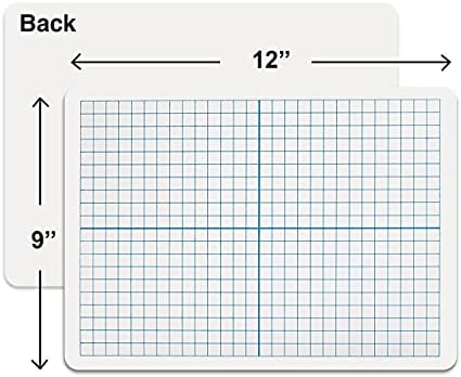 Dry Erase XY Axis Graph Lap Boards 9”x12” Double Sided 12 Pack