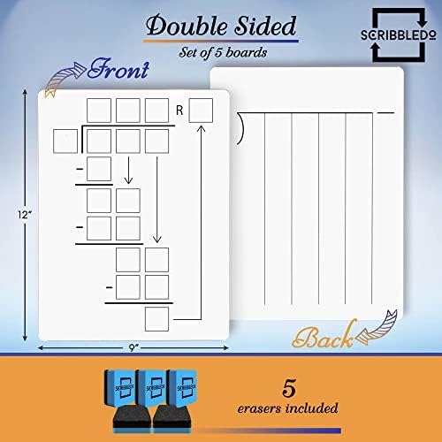 Dry Erase Division Lapboards 9x12 Inch Double Sided (5 Pack)