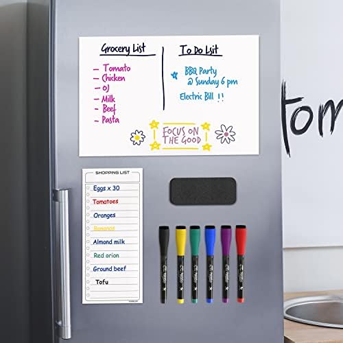 Magnetic Whiteboard for Fridge 8"x12" with 6 Dry Erase Markers