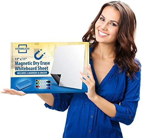 Magnetic Whiteboard for Fridge 8"x12" with 6 Dry Erase Markers
