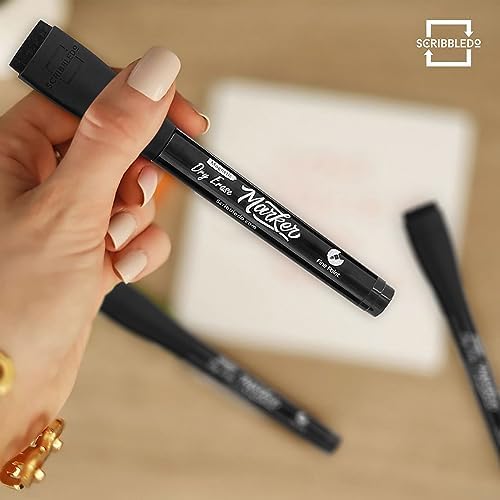 Dry Erase Markers Fine Tip Black with Eraser Cap (4 Pack)