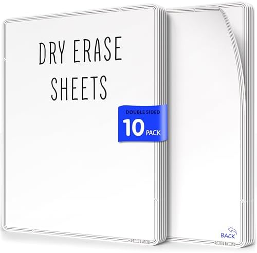 Small White Board Dry Erase Sheets 9"x12" 10 Pack