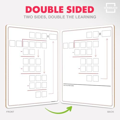 11”x14” Double-Sided Division Dry Erase Board with Boxed Layout 2-Digit Divisors
