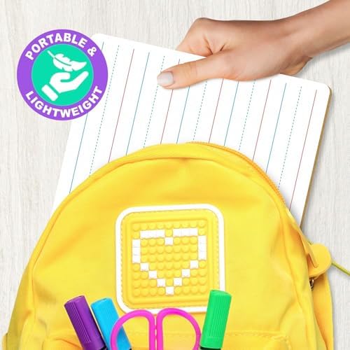 5 Pack Double Sided Lined Dry Erase Boards with Markers and Erasers, 9x12