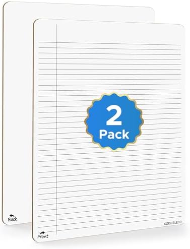 Dry Erase Notebook (2 Pack) 9"x12" Lined, Whiteboard Reverse