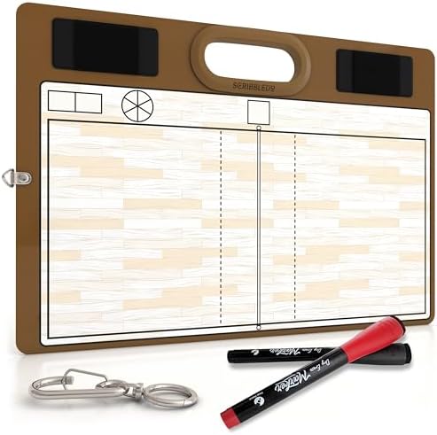 Dry Erase Volleyball Coaching Board 15x10.5” with Rotation Wheel, 2 Markers