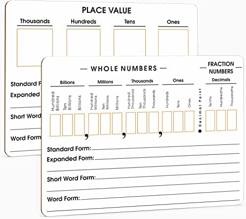 Place Value Board 9" x 12" Double Sided Dry Erase Boards