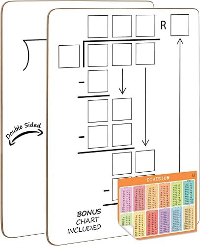 Dry Erase Multiplication Division Board 9x12 Double Sided 2x1 & 2x2 Digit