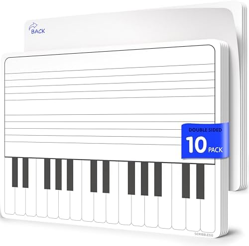 Keyboard Practice Music Staff Dry Erase Sheets 11”x14” 10 Pack