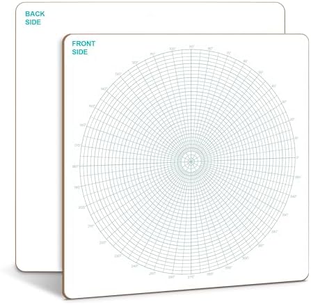 12"x12" Double-Sided Circular & Polar Grid Dry Erase Board