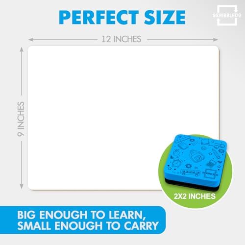 12 Pack 9x12 Inch Double Sided Mini Dry Erase Boards with Erasers