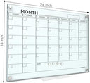 Magnetic 18"x24" Glass Whiteboard Calendar with Marker Tray