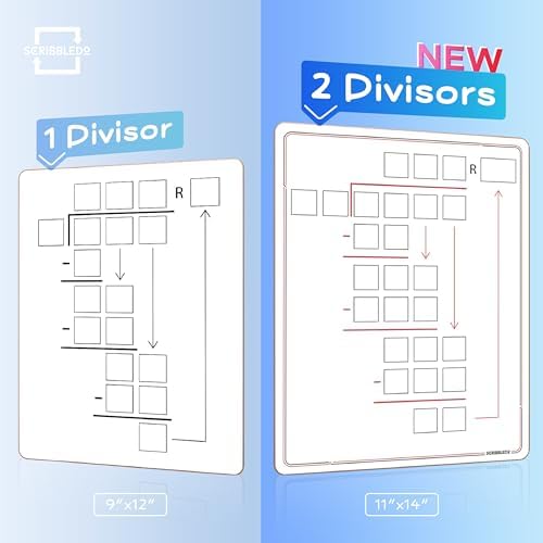 11”x14” Double-Sided Division Dry Erase Board with Boxed Layout 2-Digit Divisors