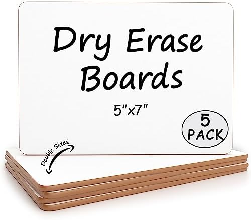 Mini White Boards 5" x7" Double Sided Dry Erase (5 Pack)