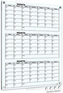Glass Whiteboard Calendar 34x46 Quarterly Planner 3 Month & Marker Tray