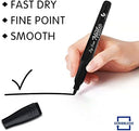 Dry Erase Markers Fine Tip Black with Eraser Cap (4 Pack)