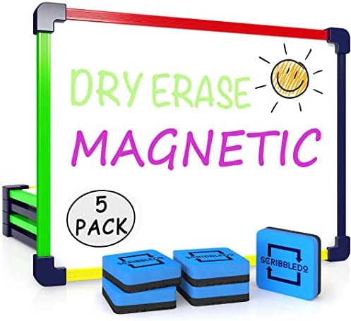 5 Pack 9"x12" Magnetic Dry Erase White Boards with Erasers
