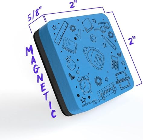 Dry Erase Erasers, Magnetic, Assorted Colors (6 Pack)