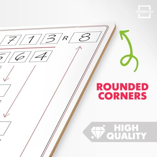 11”x14” Double-Sided Division Dry Erase Board with Boxed Layout 2-Digit Divisors